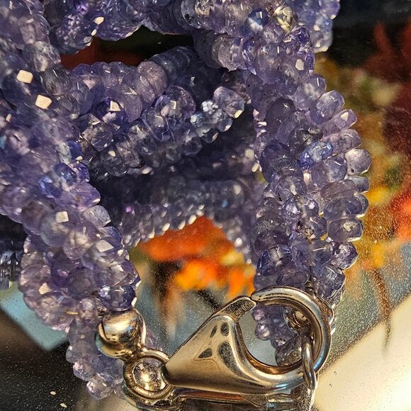 Multi-Strand Beaded Tanzanite Necklace with Sterling Silver Clasp, 18" - Picture 5 of 8